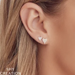 Amor 0.10 Ct. Diamond Pave Heart Stud Earrings - Mini