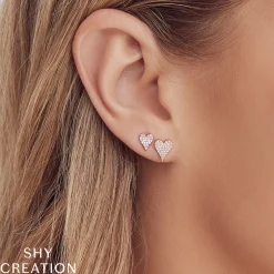 Amor 0.14 Ct. Diamond Pave Heart Stud Earrings