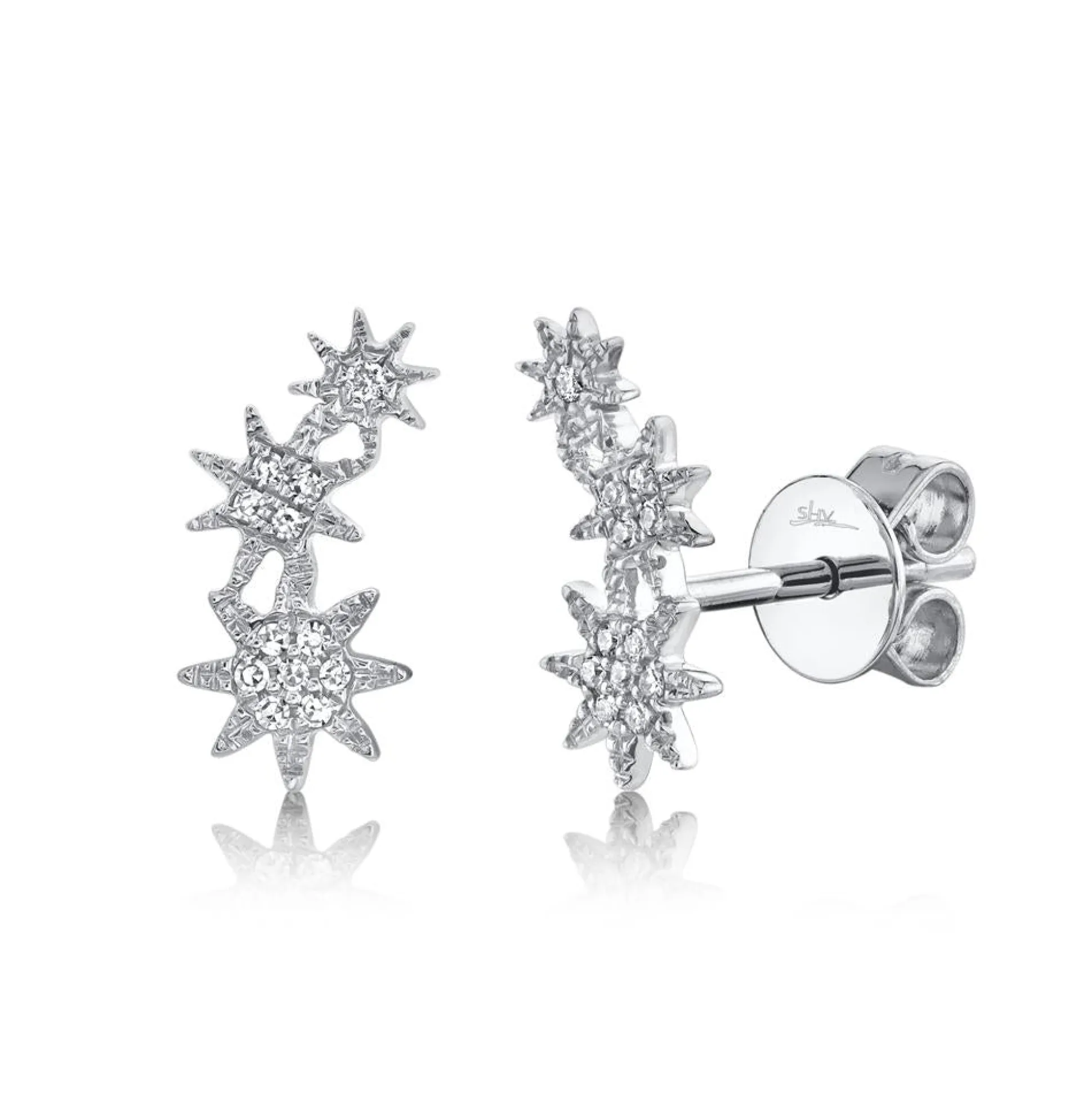 Celeste 0.06 Ct. Diamond Star Crawler Stud Earring