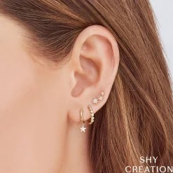 Celeste 0.06 Ct. Diamond Star Crawler Stud Earring
