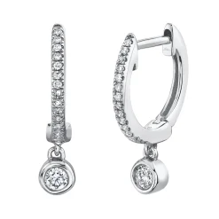 0.14 Ct. Bezel Charm Diamond Huggie Earrings