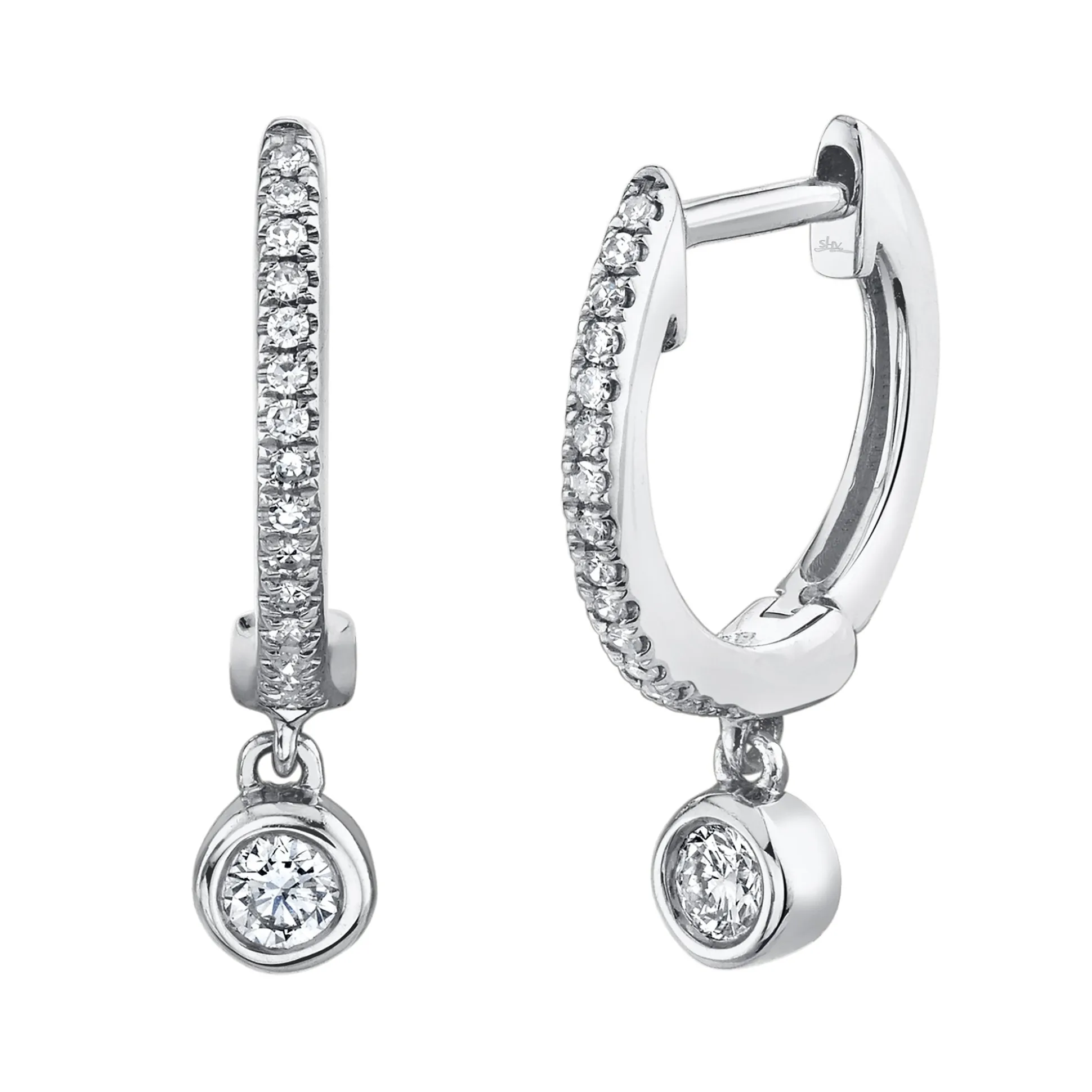 0.14 Ct. Bezel Charm Diamond Huggie Earrings