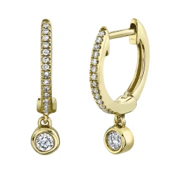 0.14 Ct. Bezel Charm Diamond Huggie Earrings
