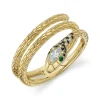 0.17CT BLACK & WHITE DIAMOND & 0.02CT EMERALD SNAKE RING
