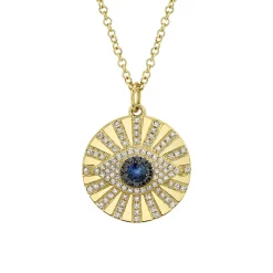 0.23CT BLACK & WHITE DIAMOND & 0.15CT BLUE SAPPHIRE EYE NECKLACE