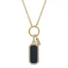 0.13CT DIAMOND & 0.60CT BLACK ONYX DOG TAG NECKLACE