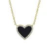 0.09CT DIAMOND & 0.59CT BLACK ONYX HEART NECKLACE