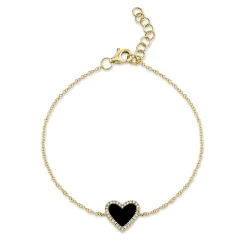 0.09CT DIAMOND & 0.57CT BLACK ONYX HEART BRACELET
