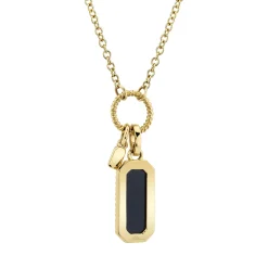 0.13CT DIAMOND & 0.60CT BLACK ONYX DOG TAG NECKLACE