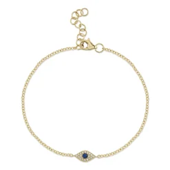 0.04CT DIAMOND & 0.06CT BLUE SAPPHIRE EYE BRACELET