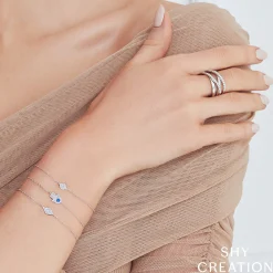 0.09CT DIAMOND & 0.08CT BLUE SAPPHIRE HAMSA BRACELET