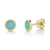 0.08CT DIAMOND & 0.47CT COMPOSITE TURQUOISE STUD EARRING