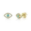 0.12CT DIAMOND & 0.14CT COMPOSITE TURQUOISE EYE STUD EARRING
