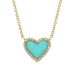 0.09CT DIAMOND & 0.55CT COMPOSITE TURQUOISE HEART NECKLACE