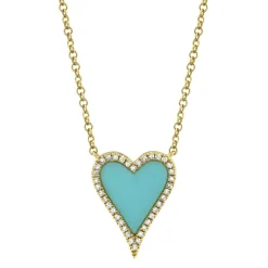 0.09CT DIAMOND & 0.69CT COMPOSITE TURQUOISE HEART NECKLACE