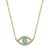 0.06CT DIAMOND & 0.07CT COMPOSITE TURQUOISE EYE NECKLACE