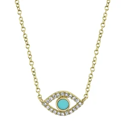 0.06CT DIAMOND & 0.07CT COMPOSITE TURQUOISE EYE NECKLACE
