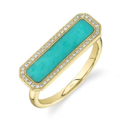 0.11CT DIAMOND & 1.03CT COMPOSITE TURQUOISE BAR RING