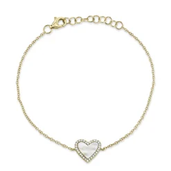 0.09CT DIAMOND & 0.56CT MOTHER OF PEARL HEART BRACELET