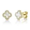 0.11CT DIAMOND & 0.35CT MOTHER OF PEARL CLOVER EARRING
