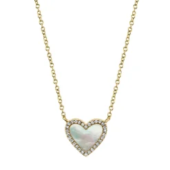 0.09CT DIAMOND & 0.56CT MOTHER OF PEARL HEART NECKLACE