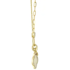 0.17CT DIAMOND & 1.36CT MOTHER OF PEARL CLOVER PAPER CLIP LINK NECKLACE