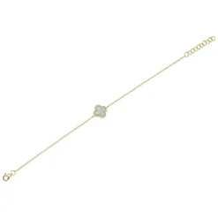 0.07CT DIAMOND & 0.40CT MOTHER OF PEARL CLOVER BRACELET