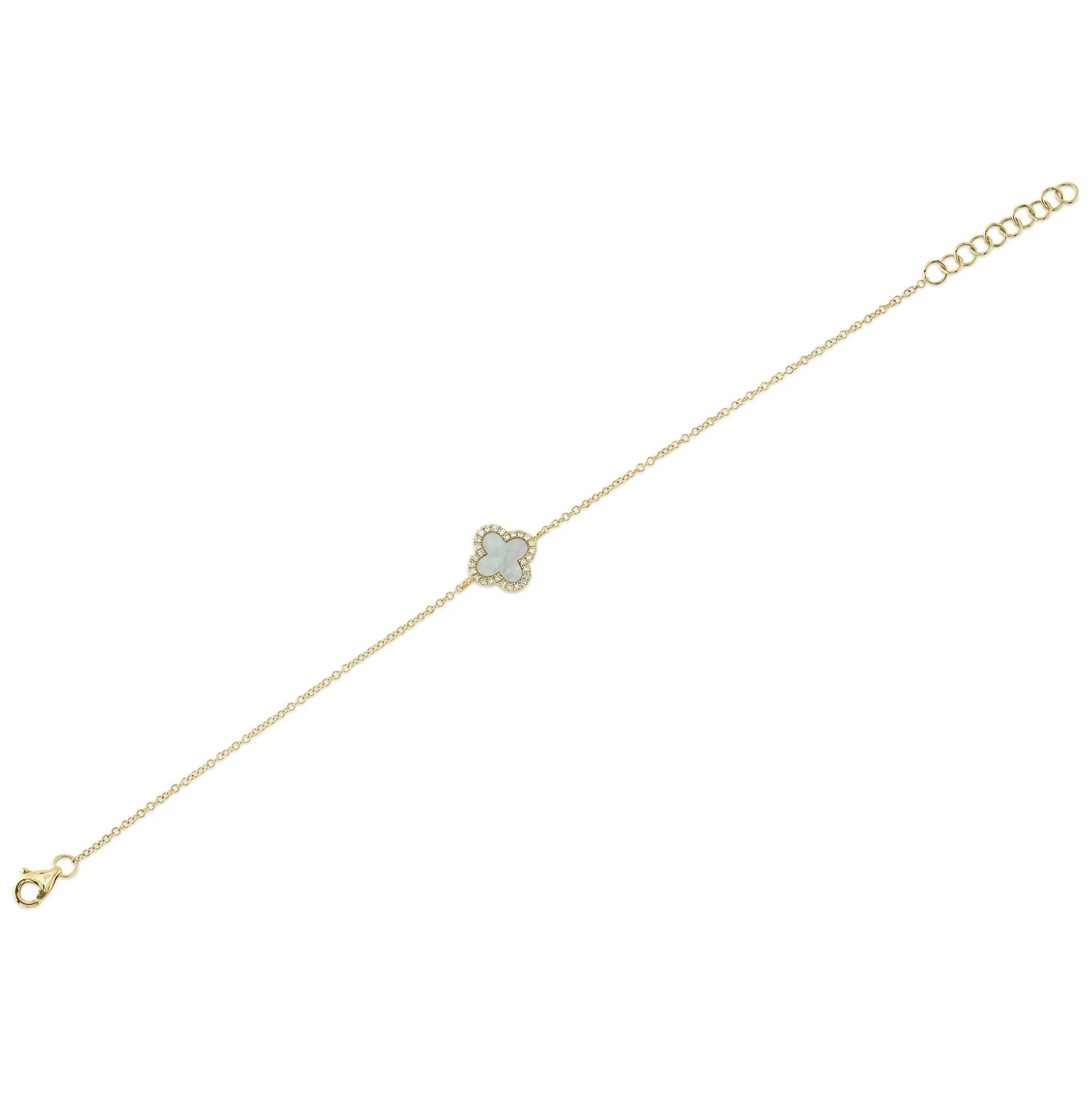 0.07CT DIAMOND & 0.40CT MOTHER OF PEARL CLOVER BRACELET