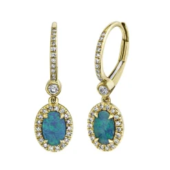 0.23CT DIAMOND & 0.67CT OPAL EARRING