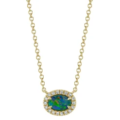 0.05CT DIAMOND & 0.33CT OPAL NECKLACE