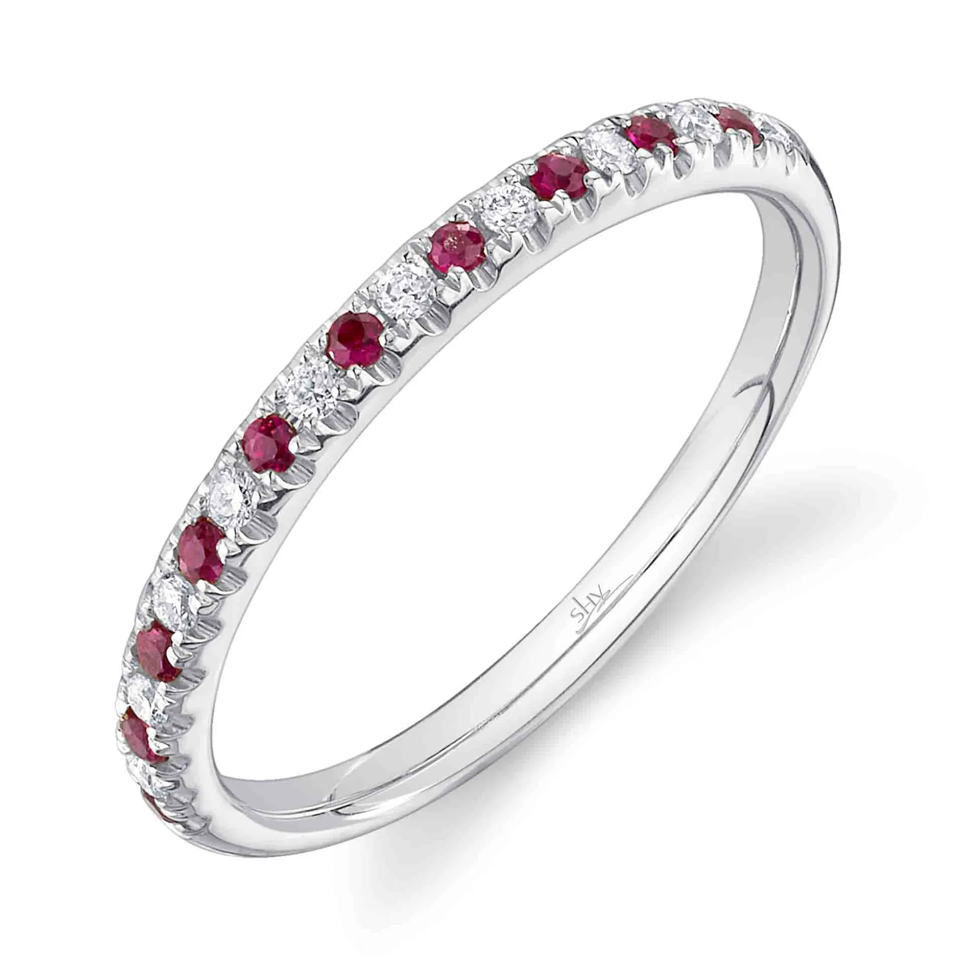 0.10CT DIAMOND & 0.10CT RUBY BAND