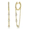 0.05CT DIAMOND & CULTURED PEARL HUGGIE EARRING