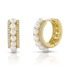 0.15CT DIAMOND & CULTURED PEARL HUGGIE EARRING