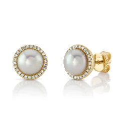 0.16CT DIAMOND & CULTURED PEARL STUD EARRING