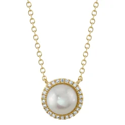 0.08CT DIAMOND & CULTURED PEARL NECKLACE
