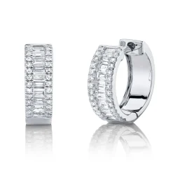 0.49CT DIAMOND BAGUETTE HUGGIE EARRING