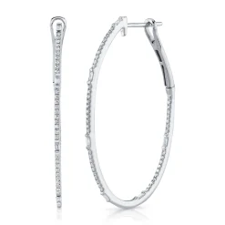 0.44CT DIAMOND BAGUETTE OVAL HOOP EARRING