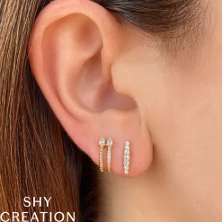 0.19CT DIAMOND BAR STUD EARRING
