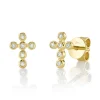 0.07CT DIAMOND BEZEL CROSS STUD EARRING