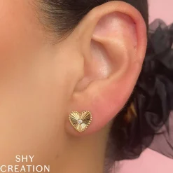 0.04CT DIAMOND BEZEL HEART STUD EARRING