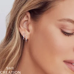 0.13CT DIAMOND BEZEL HOOP EARRING