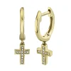0.04 Ct. Diamond Cross Charm Huggie Earrings