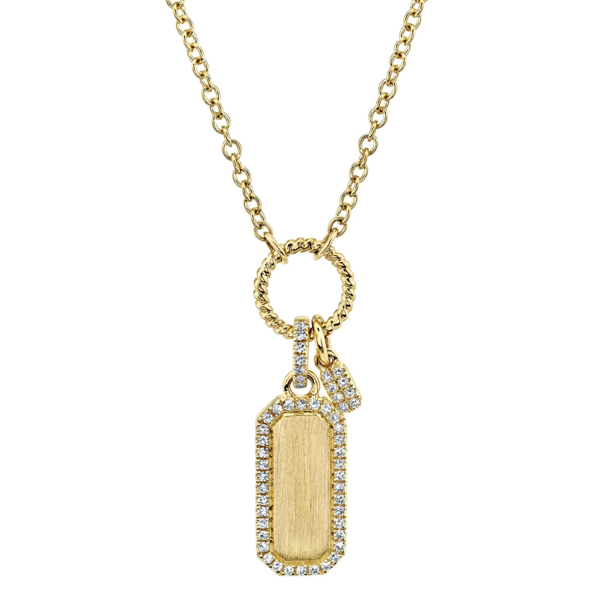 0.13CT DIAMOND DOG TAG NECKLACE
