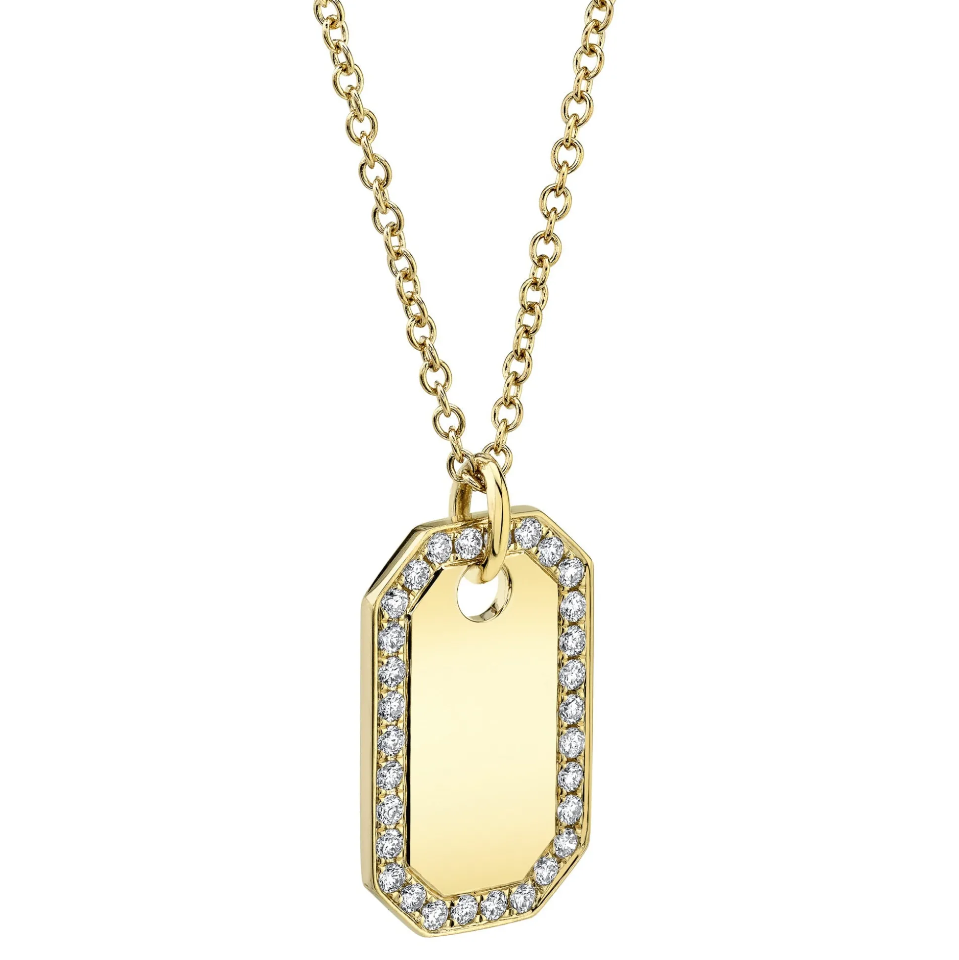 0.40CT DIAMOND DOG TAG NECKLACE