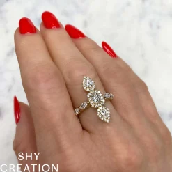 1.46CT DIAMOND EMERALD MARQUISE PEAR RING
