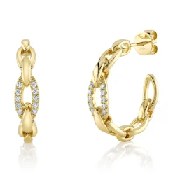 0.25CT DIAMOND LINK HOOP EARRING
