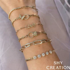 0.12CT DIAMOND "LOVE" PAPER CLIP LINK BRACELET