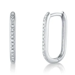 0.08CT DIAMOND OVAL HOOP EARRING