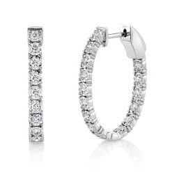 0.90CT DIAMOND OVAL HOOP EARRING