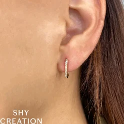 0.08CT DIAMOND OVAL HOOP EARRING